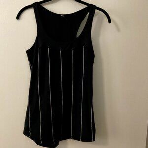 Lululemon Gray + Black Workout Tank Vertical Stripe size 4